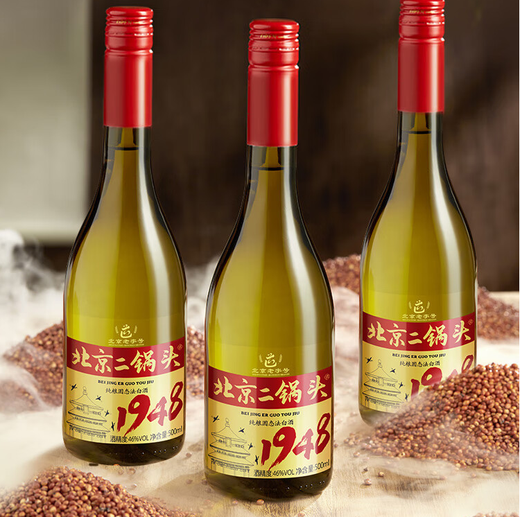 京东京造 正道1948 北京二锅头 46度清香型白酒 固态纯粮500ml*6瓶