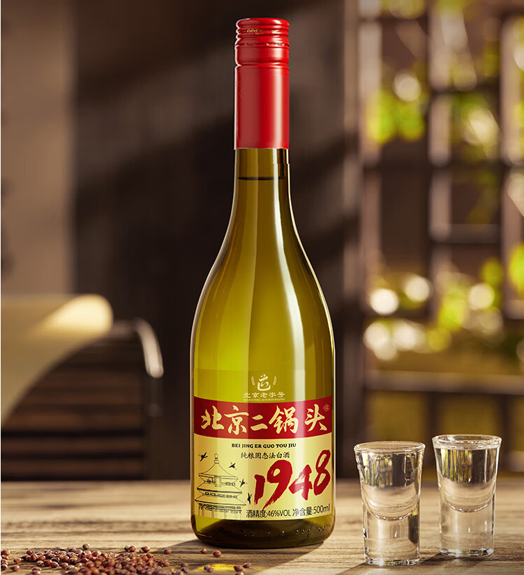 京东京造 正道1948 北京二锅头 46度清香型白酒 固态纯粮500ml*6瓶